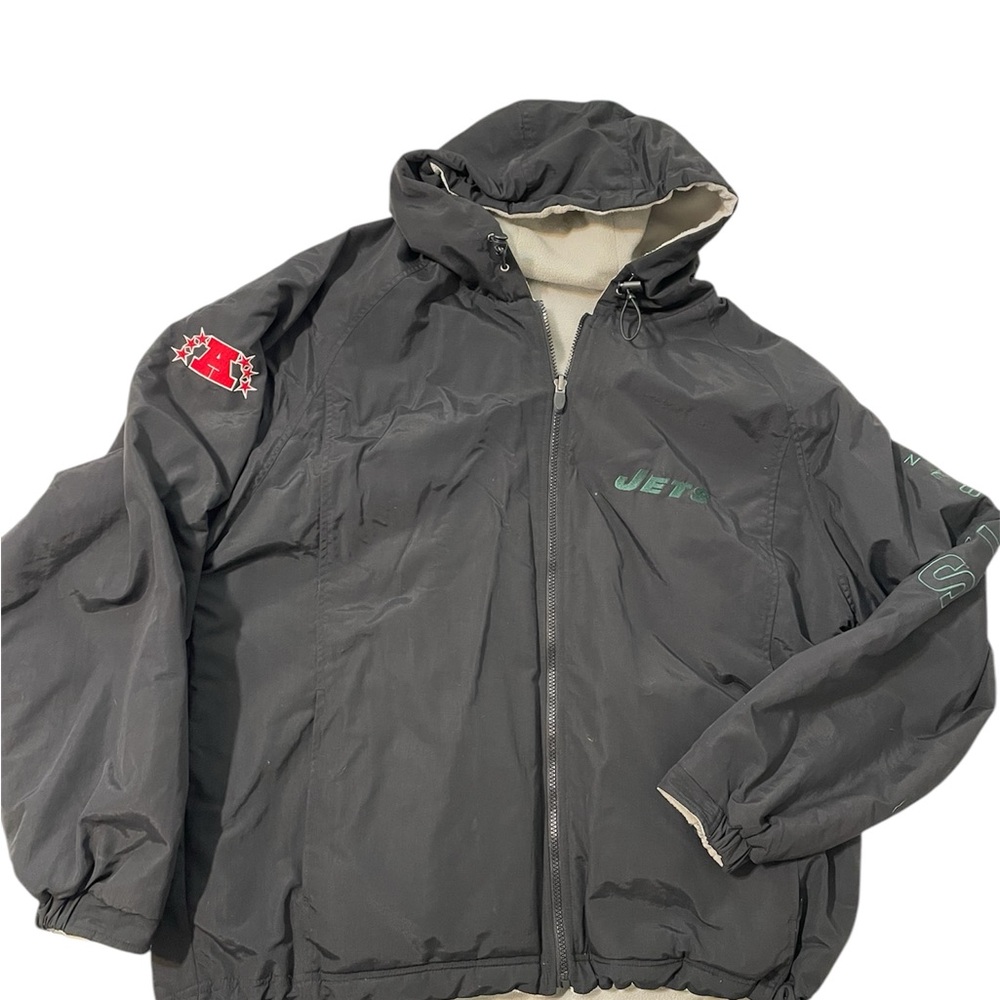 New York Jets NFL Men’s Reversible Hoodie Jacket XL Football Black/ Green NYJ - Picture 1 of 7